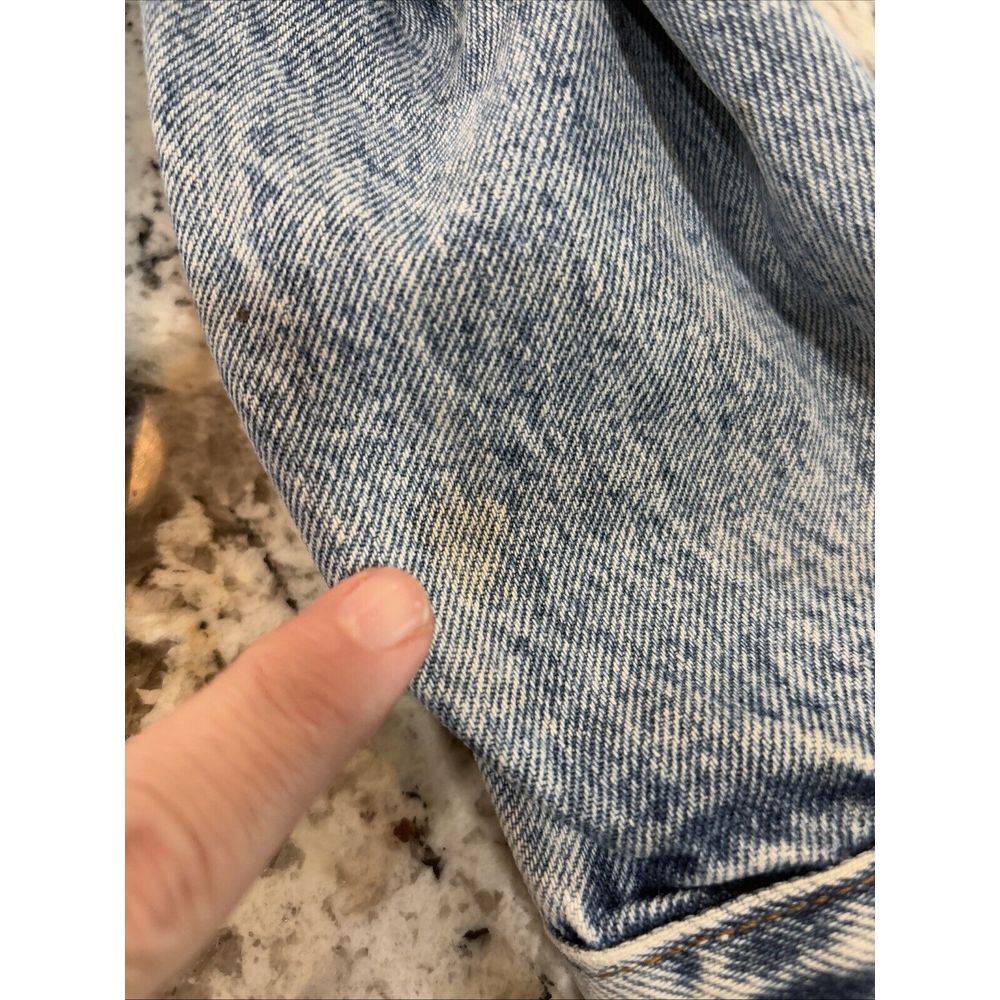 Vintage 80s Levis Denim Jean Acid Distressed Trucker Jacket USA 75068 0219 Sz Sm - Picture 8 of 16
